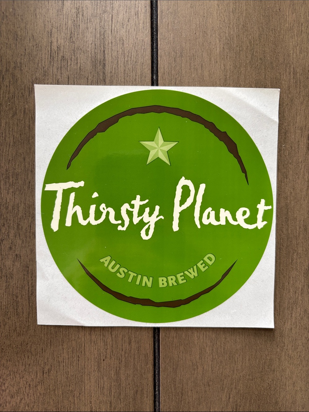 Thirsty Planet Austin Brewed Green Vinyl  Sticker